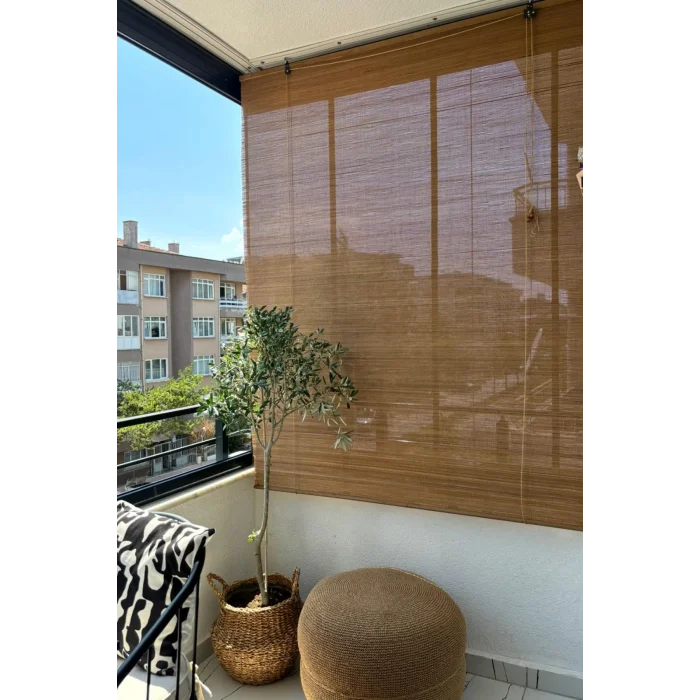 Evesen Ahşap Bambu Stor Perde Kiremit Rengi