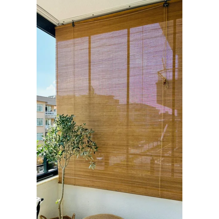 Evesen Ahşap Bambu Stor Perde Kiremit Rengi