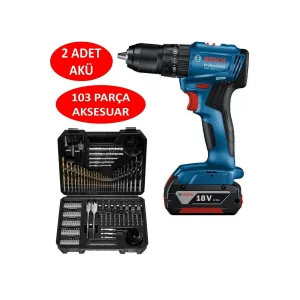 Bosch Gsb 185-LI Çift Akülü Kömürsüz Darbeli Matkap Ve 103 Parça Matkap Ucu