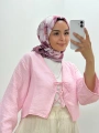 PEMBE BAĞLAMALI PAMUKLU BOLERO