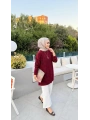 SİMLİ OVERSIZE TRİKO KAZAK - BORDO