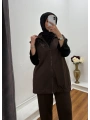 YELEK OYSHO PANTOLONLU TAKIM - KAHVERENGİ