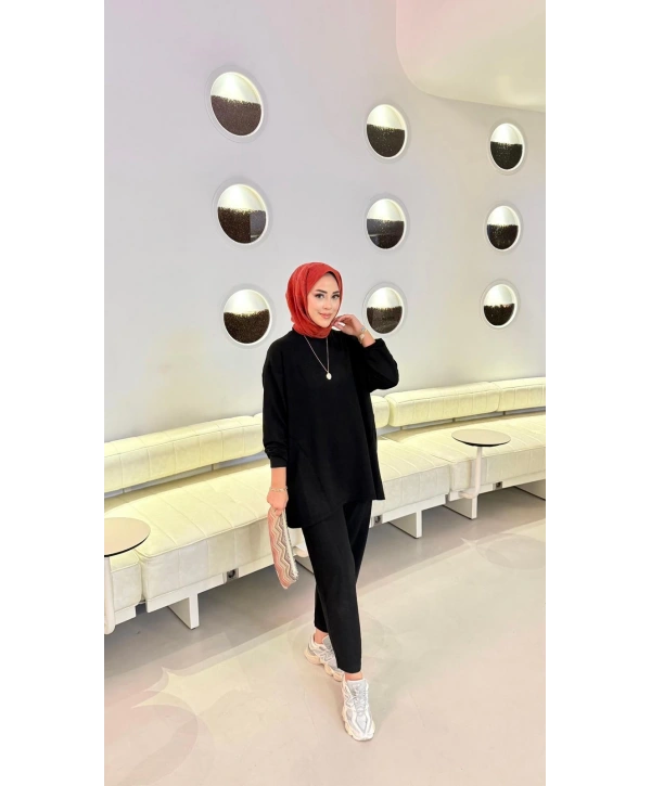 2 İPLİK SİYAH EŞOFMAN TAKIMI