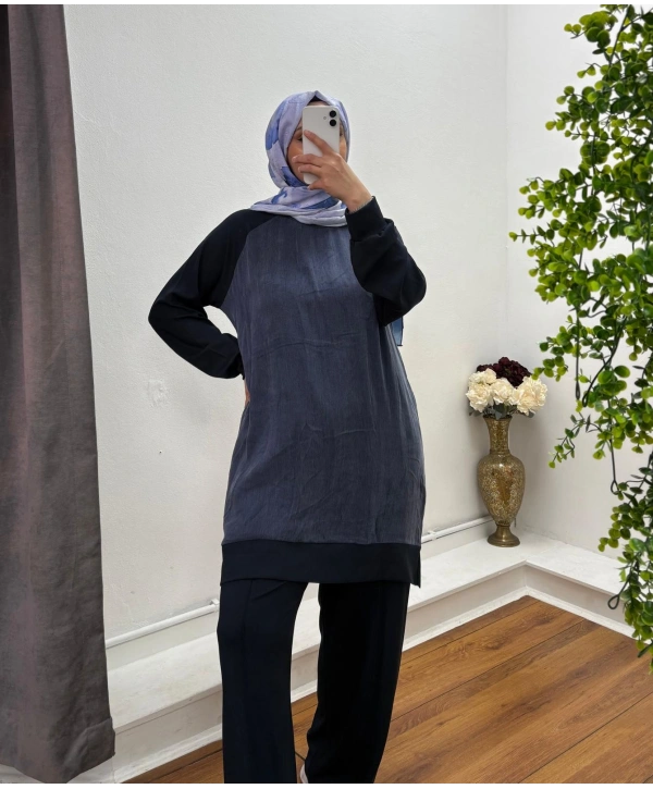 Oysho Kumaş Rahat Kesim İkili Takım Mavi