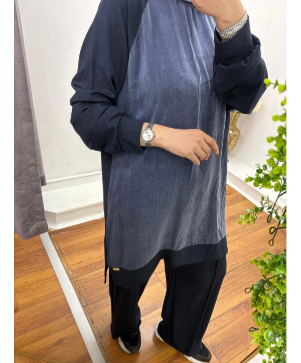 Oysho Kumaş Rahat Kesim İkili Takım Mavi