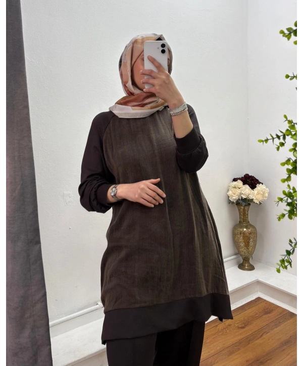 Oysho Kumaş Rahat Kesim İkili Takım Kahve