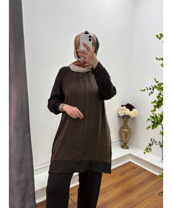 Oysho Kumaş Rahat Kesim İkili Takım Kahve