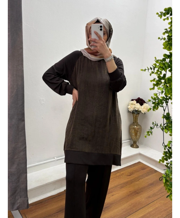 Oysho Kumaş Rahat Kesim İkili Takım Kahve