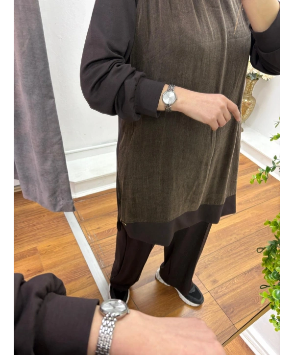 Oysho Kumaş Rahat Kesim İkili Takım Kahve