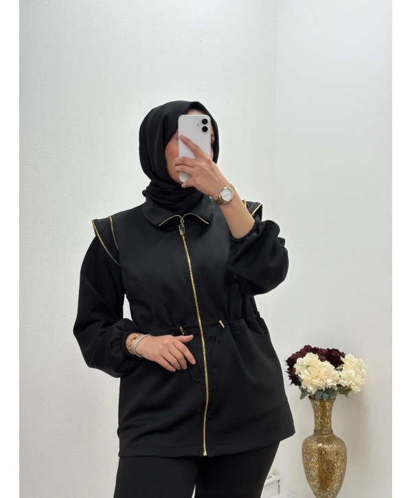 FERMUAR DETAYLI OYSHO PANTOLONLU TAKIM - SİYAH