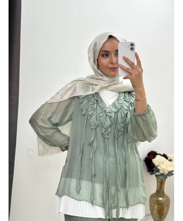 İTHAL FIRFIRLI PANTOLON TAKIM YEŞİL