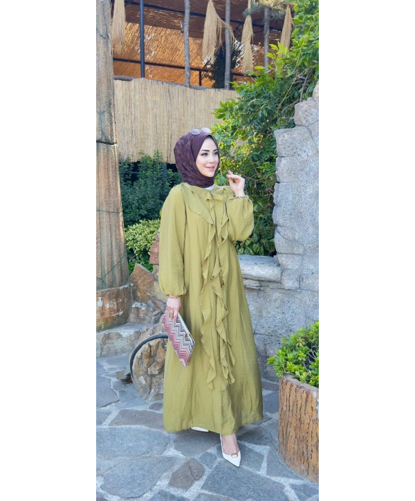 OLİVE GRACE VOLANLI ELBİSE