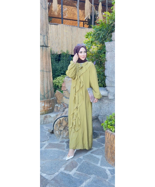 OLİVE GRACE VOLANLI ELBİSE