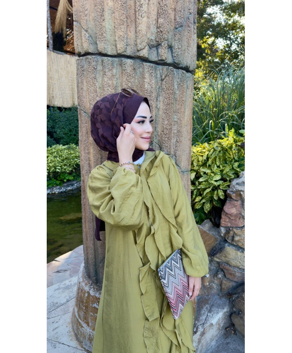 OLİVE GRACE VOLANLI ELBİSE