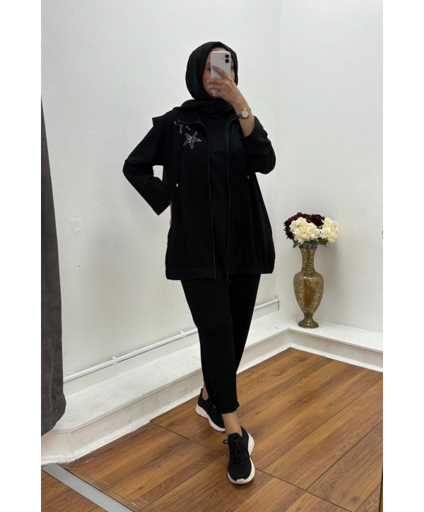 YELEK OYSHO PANTOLONLU TAKIM - SİYAH