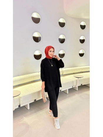 2 İPLİK SİYAH EŞOFMAN TAKIMI