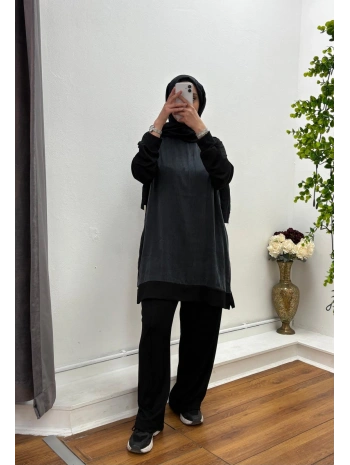 Oysho Kumaş Rahat Kesim İkili Takım Siyah