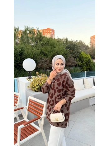 LEOPAR DESEN OVERSIZE TRİKO