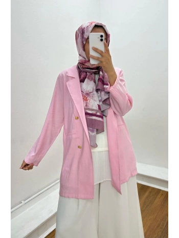 PEMBE DÜĞME DETAYLI CEKET