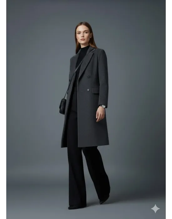 Antrasit Milano Stil Uzun Kaban