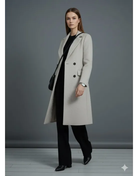 Bej Milano Stil Uzun Kaban