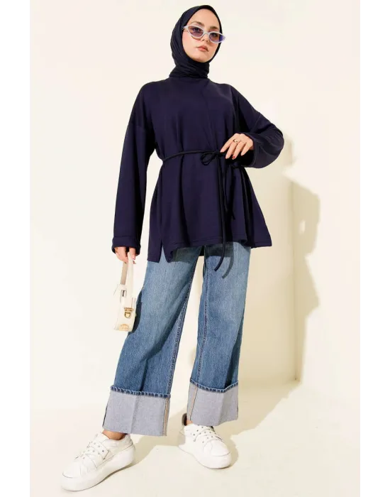 Bisiklet Yaka İp Kuşaklı Tunik Parlement