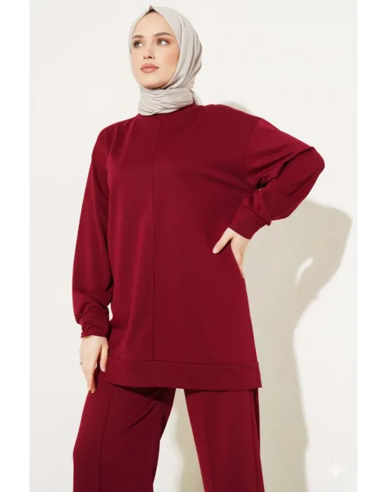 Bordo Çımalı Basic İkili Eşofman Takım