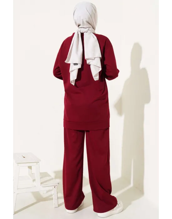 Bordo Çımalı Basic İkili Eşofman Takım