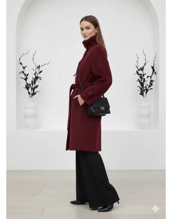 Bordo ZR Kaşe Kaban