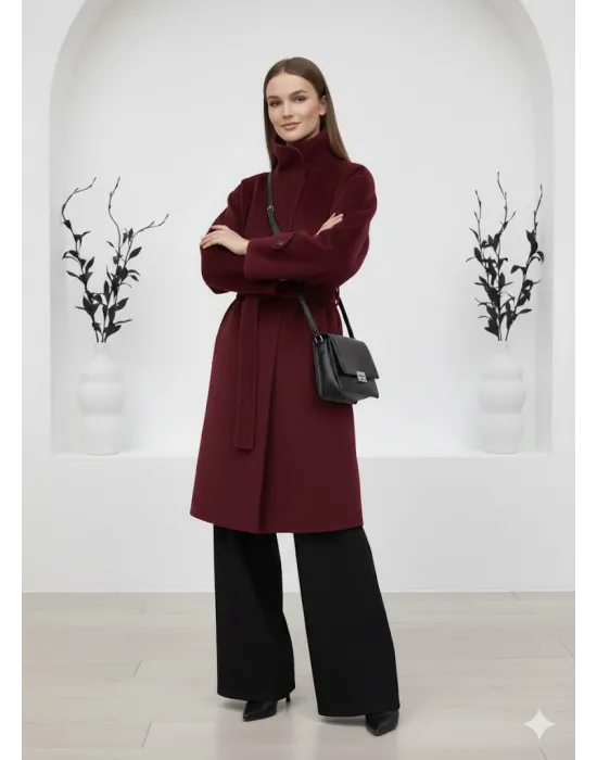 Bordo ZR Kaşe Kaban