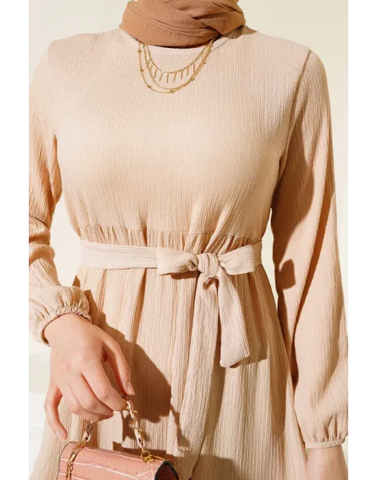 Bürümcük Kat Kat Elbise Bej