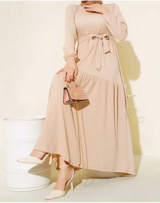 Bürümcük Kat Kat Elbise Bej