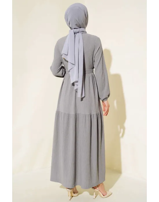 Bürümcük Kat Kat Elbise Gri