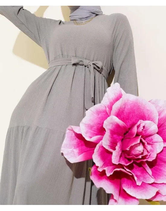 Bürümcük Kat Kat Elbise Gri