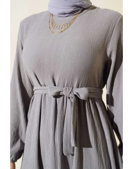 Bürümcük Kat Kat Elbise Gri