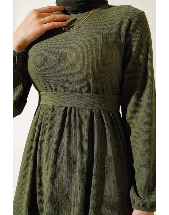 Bürümcük Kat Kat Elbise Haki