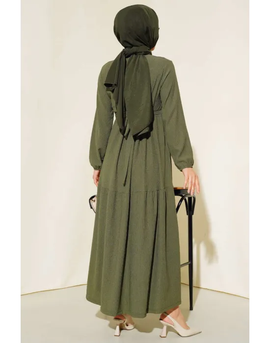 Bürümcük Kat Kat Elbise Haki