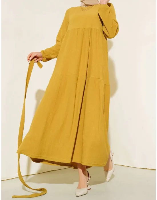 Bürümcük Kat Kat Elbise Hardal