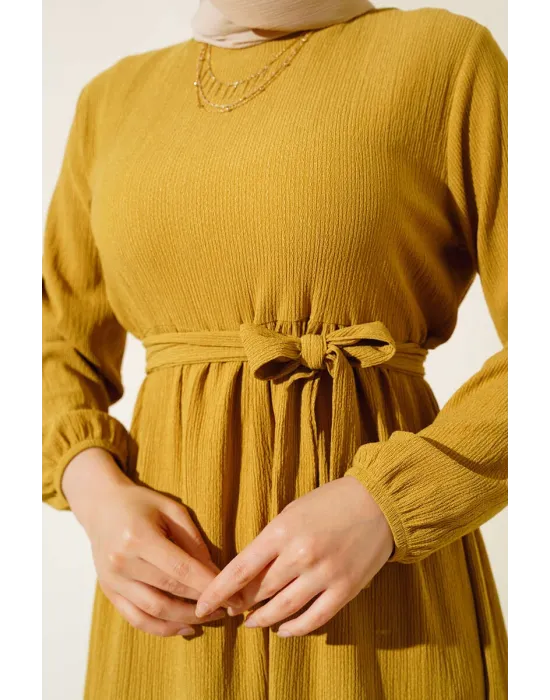 Bürümcük Kat Kat Elbise Hardal