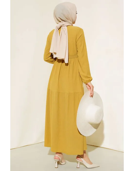 Bürümcük Kat Kat Elbise Hardal