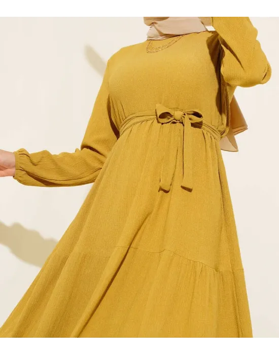 Bürümcük Kat Kat Elbise Hardal