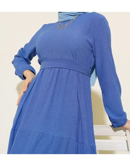 Bürümcük Kat Kat Elbise İndigo