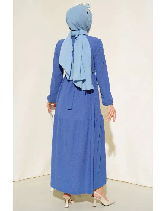 Bürümcük Kat Kat Elbise İndigo