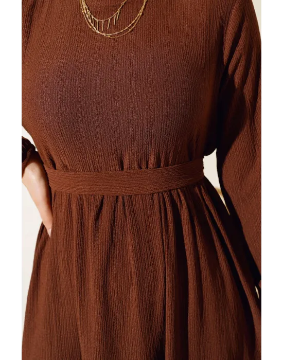 Bürümcük Kat Kat Elbise Kahve