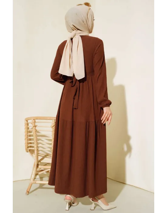 Bürümcük Kat Kat Elbise Kahve