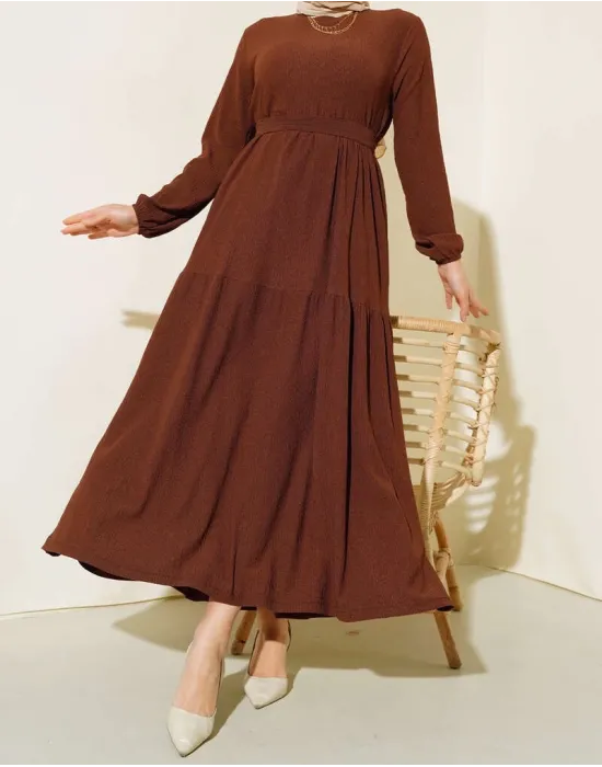 Bürümcük Kat Kat Elbise Kahve