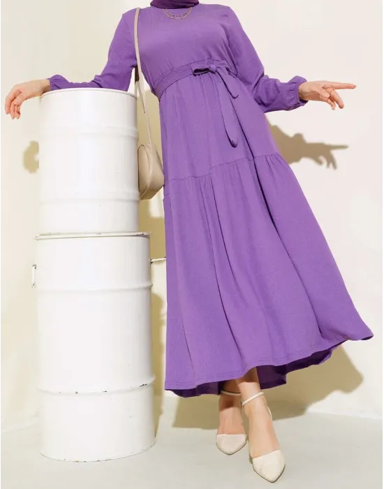 Bürümcük Kat Kat Elbise Lila