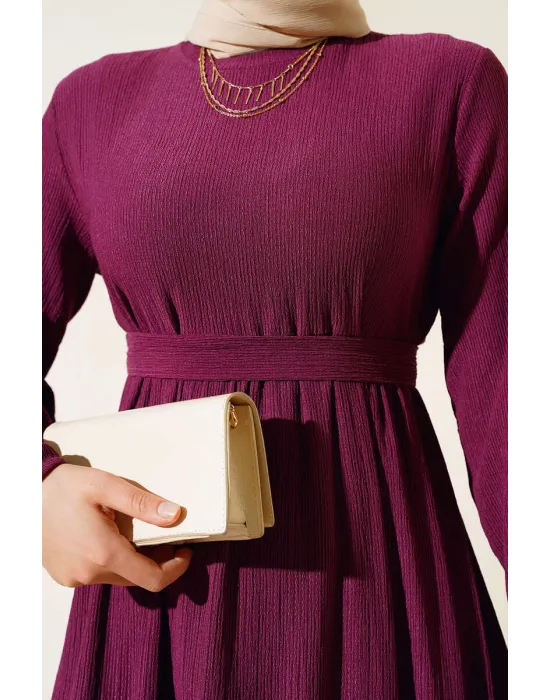 Bürümcük Kat Kat Elbise Mürdüm