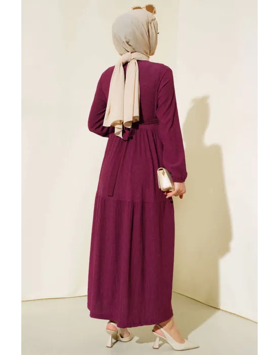 Bürümcük Kat Kat Elbise Mürdüm