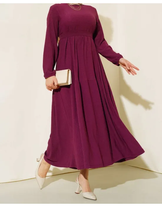 Bürümcük Kat Kat Elbise Mürdüm